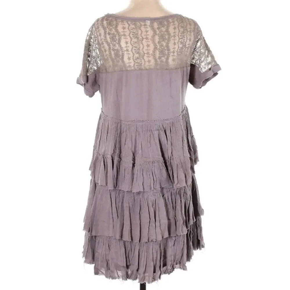 Free People Embroidered Ruffle Tier Dress